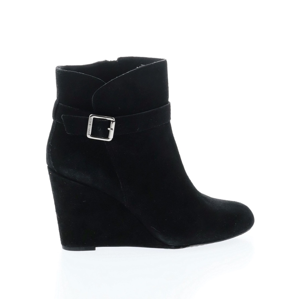 Vince Camuto Suede Wedge Single Buckle Zip Zipper Ankle Booties 40 / 10